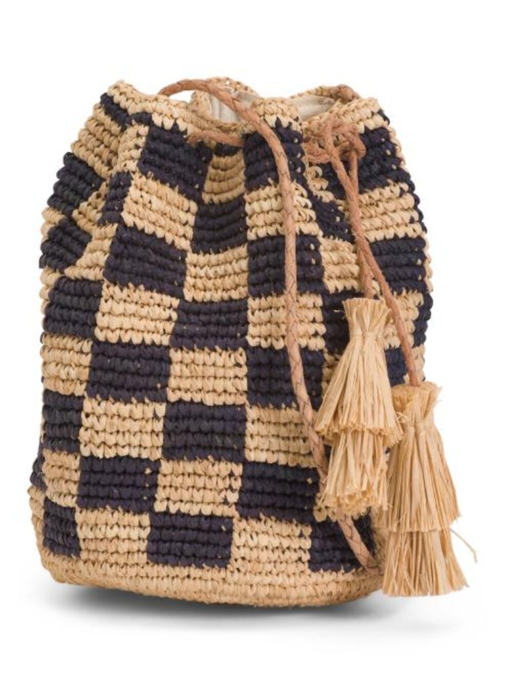 MAR Y SOL Small Lilith Hand Crocheted Raffia Crossbody With Leather Strap
